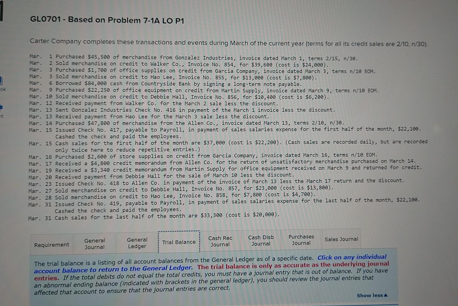 $45,500 of merchandise from Gonzalez Industries, invoice dated March 1, terms 2/15,