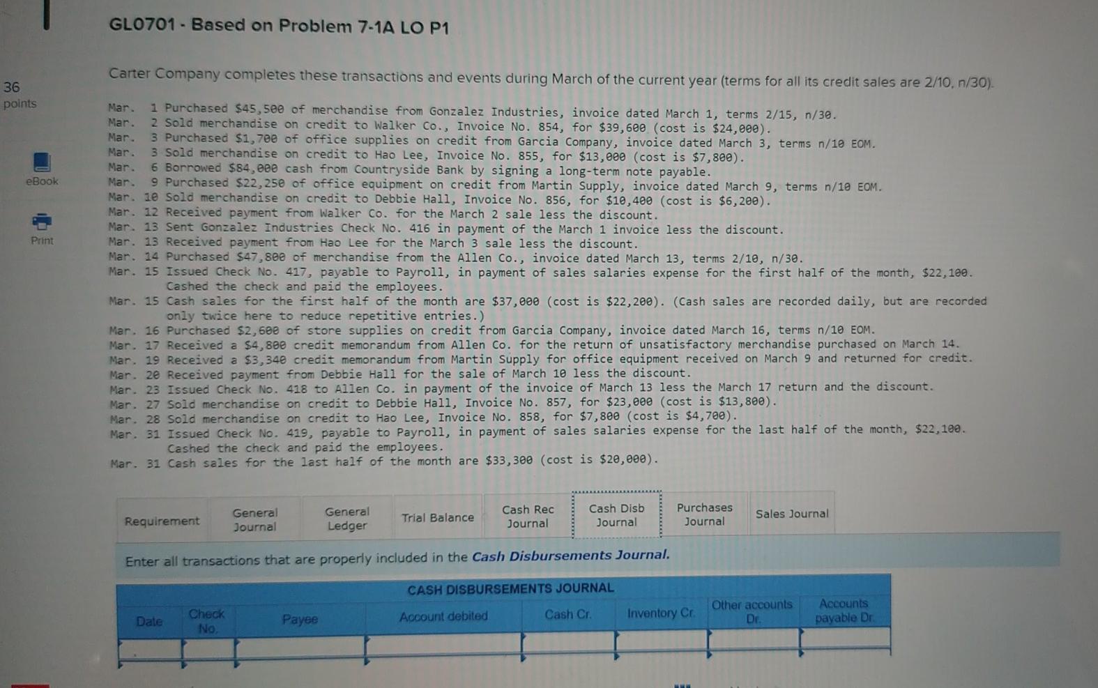 854, for $39,600 (cost is $24,000). Mar. 3 Purchased $1,700 of office