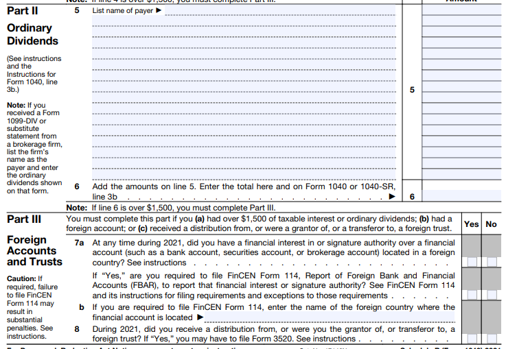 case below. Please please please fill out schedule B form based on