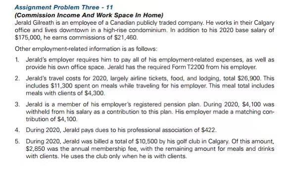  Assignment Problem Three - 11 (Commission Income And Work Space In
