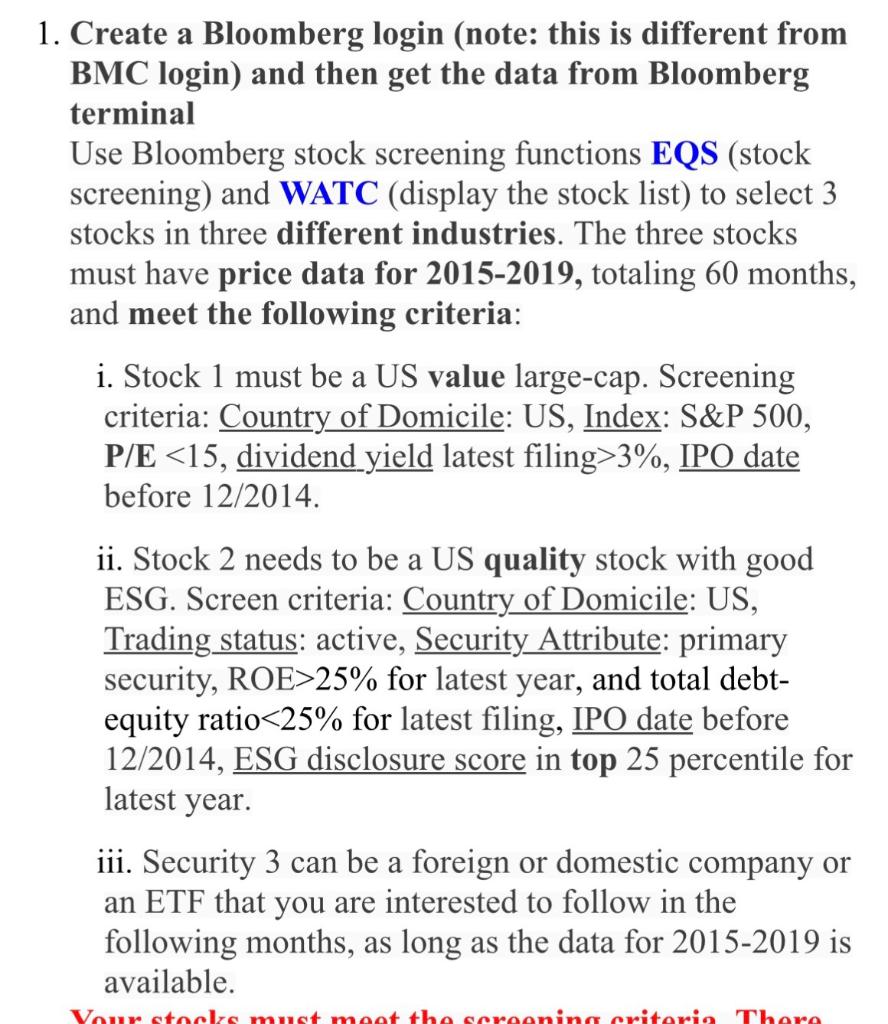  1. Create a Bloomberg login (note: this is different from BMC