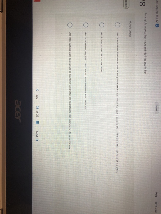  11 Chapter 11 & 12 HelpSave & Exit Intangible assets that