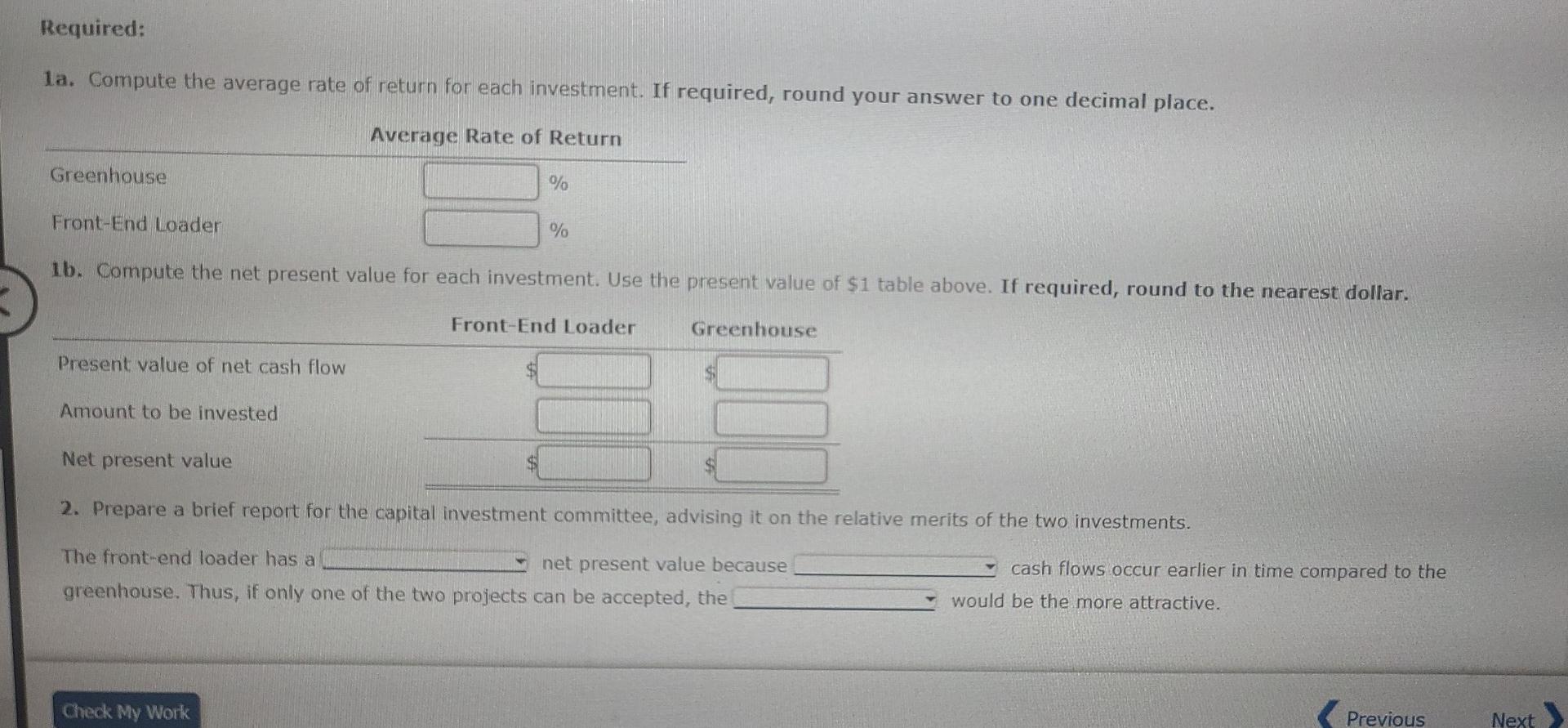 for a Service Company The capital investment committee of Arches Landscaping Company