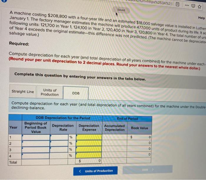 is installed in Luther Company's factory on January 1. The factory manager