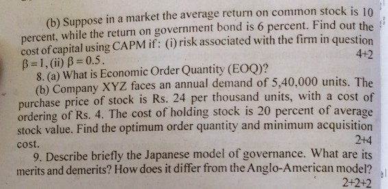  PLEASE SOLVE 8b) (b) Suppose in a market the average return