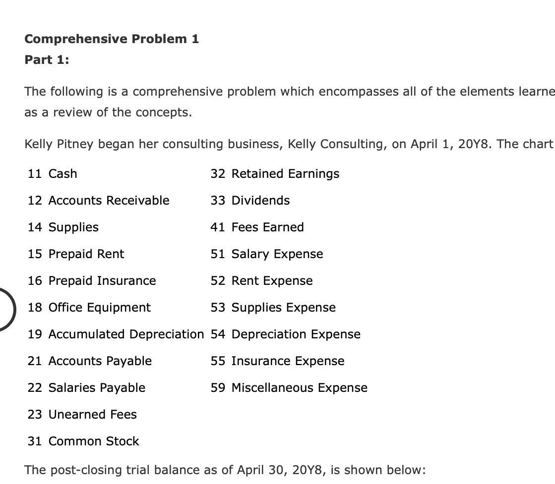 Comprehensive Problem 1 Part 1: The following is a comprehensive problem