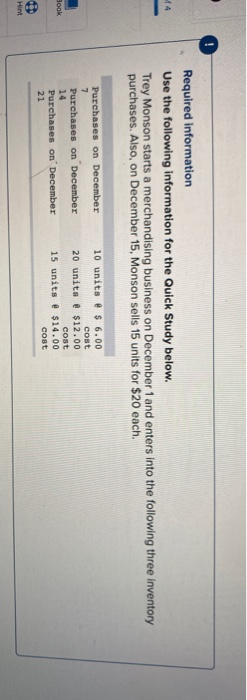  Required information Use the following information for the Quick Study below.