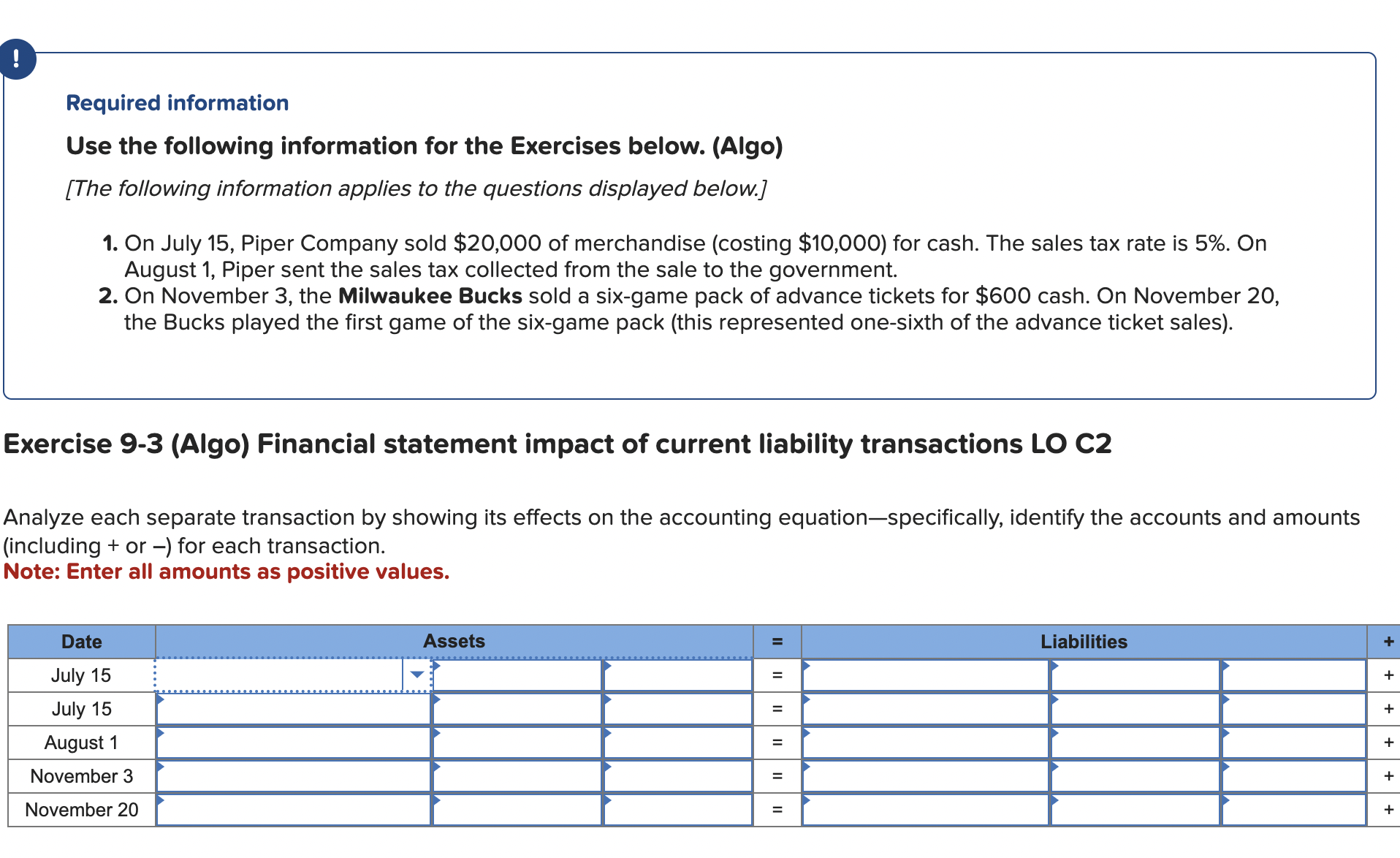 How do I solve ? Required information Use the following information for