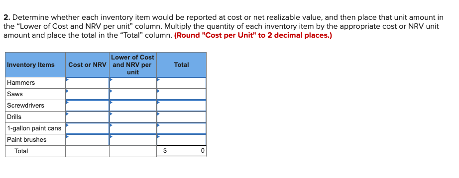 net realizable value (LO6-6) (The following information applies to the questions displayed