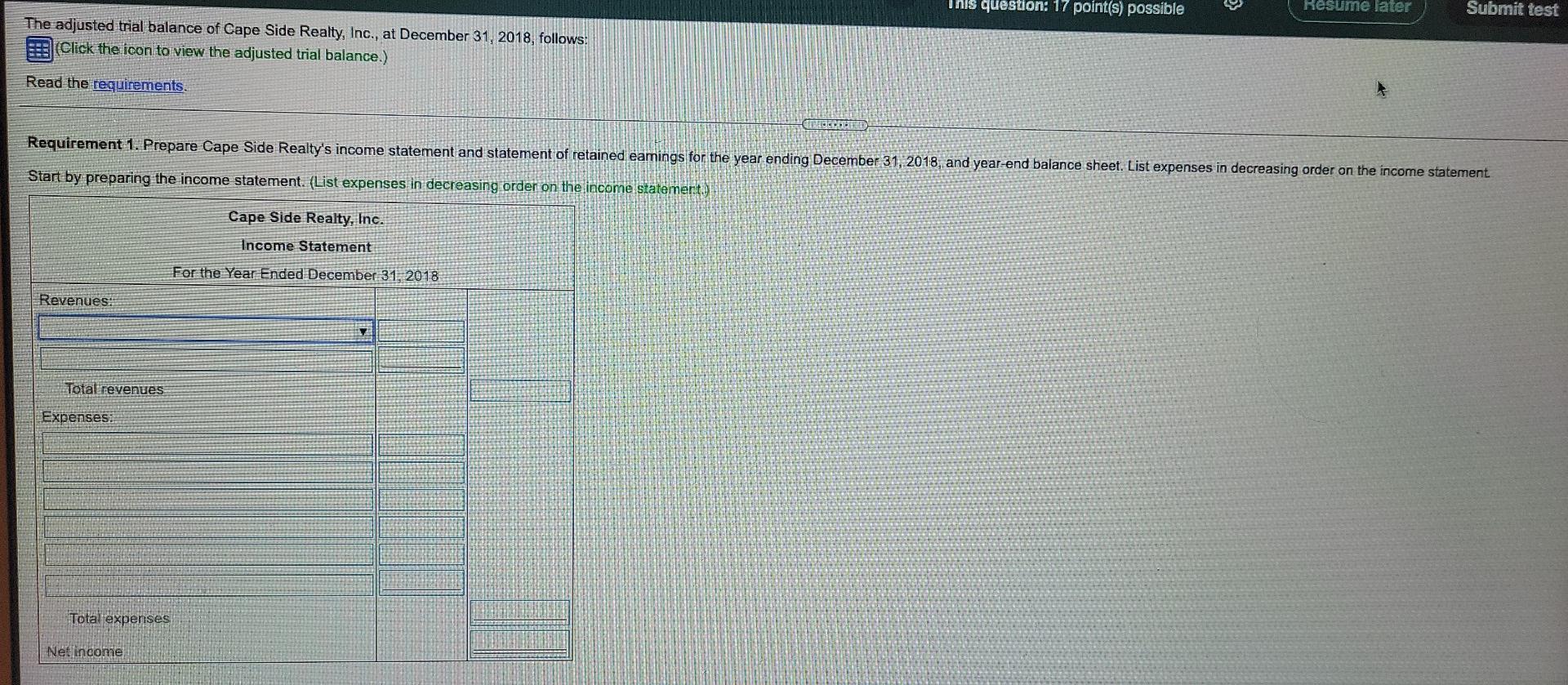 December 31, 2018 Account Debit Credit Cash 6,500 Accounts receivable 8,000 Prepaid
