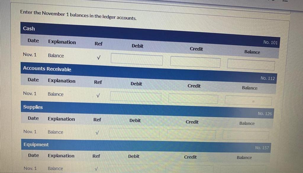 No. Debits No. Credits 101 Cash $ 2,350 158 Accumulated Depreciation Equipment