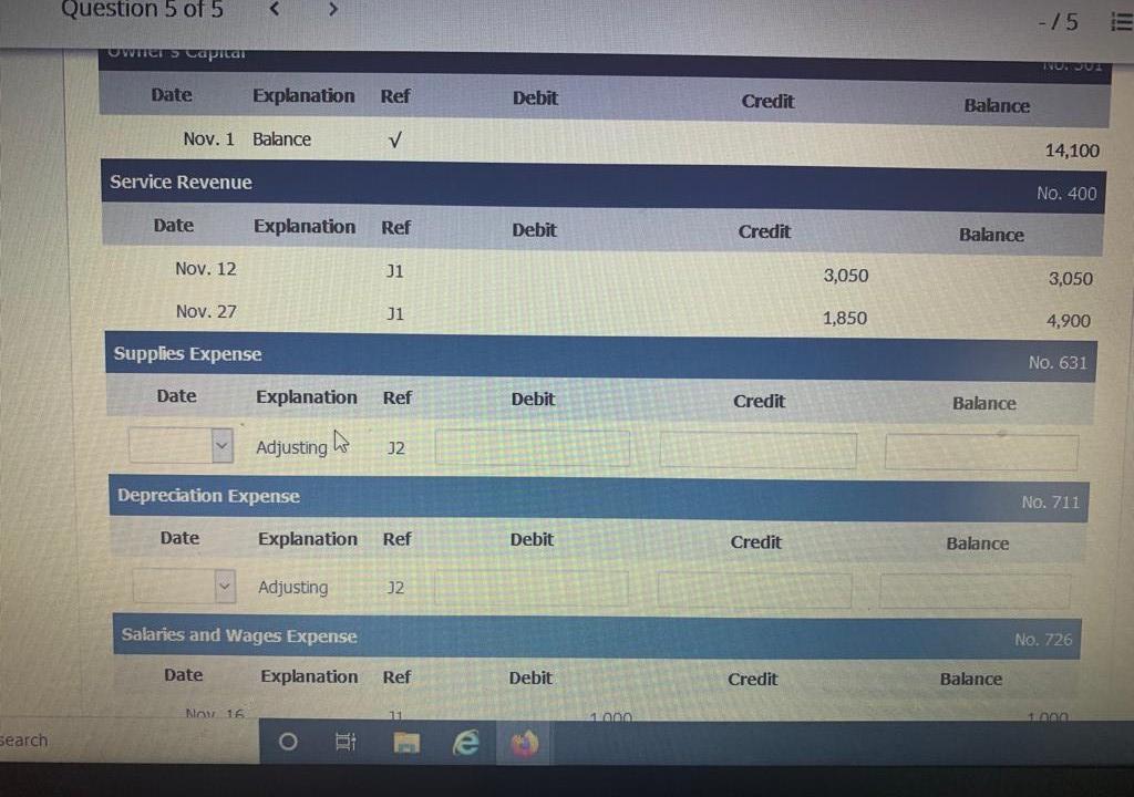 Balance a Accounts Receivable Enter the November 1 balances in the ledger