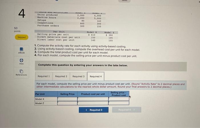 points Skipped 150 eBook Per Unit Model x Model 1 Selling price