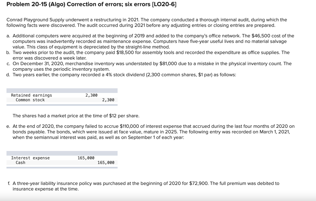 Help with the ones I got wrong? Problem 20-15 (Algo) Correction