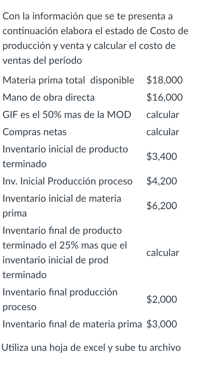  Con la informacin que se te presenta a continuacin elabora el