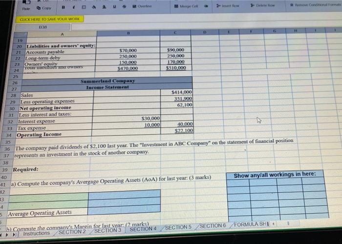 1 - 11 marks 4 5 Q1. Financial data for Summerland Company