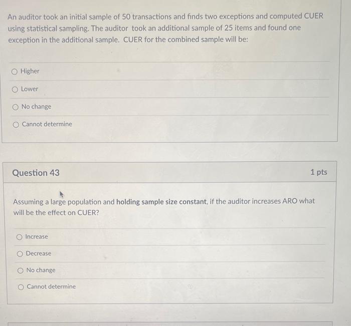 please answer An auditor took an initial sample of 50 transactions and