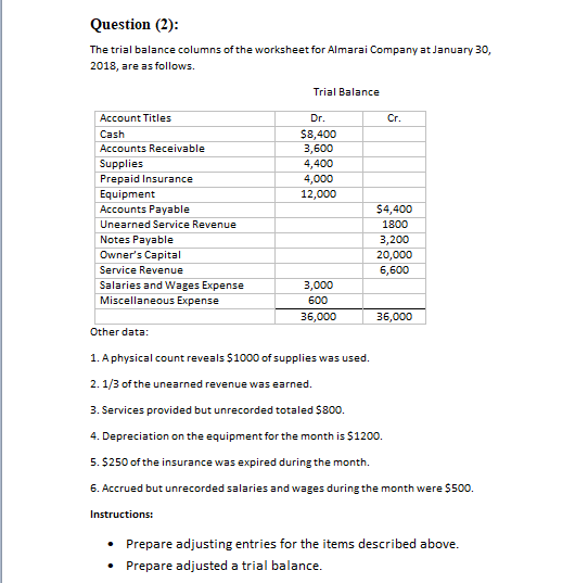 Solve the data and instruction too if you can please Question (2):