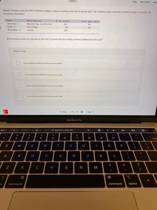  Help Save & Edit Mel Company uses the FIFO method to