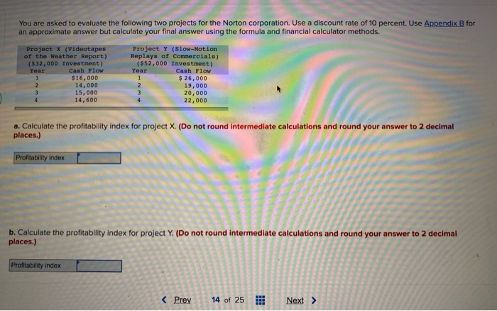  You are asked to evaluate the following two projects for the