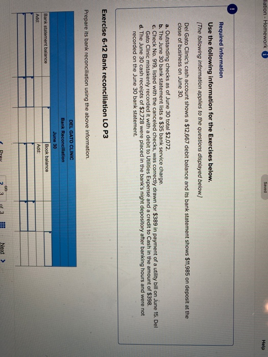  liation - Homework i Saved Help ! Required information Use the