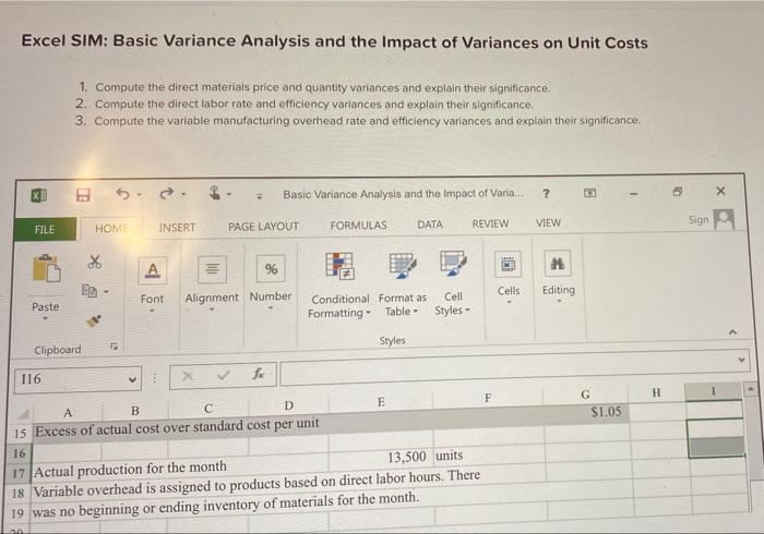  Excel SIM: Basic Variance Analysis and the impact of Variances on