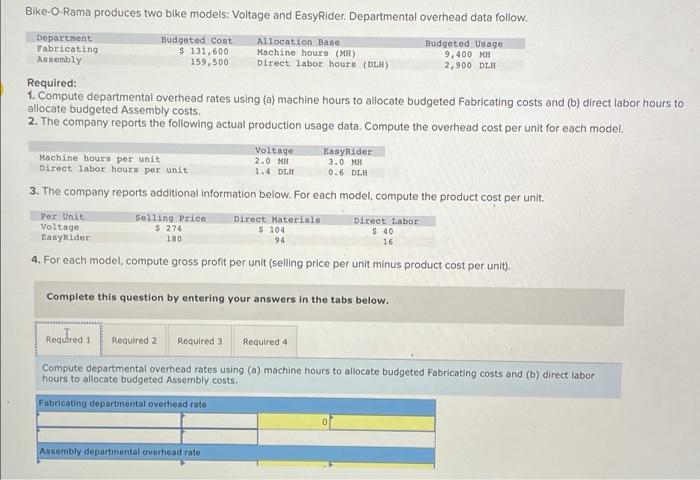 Machine hours per unit 2.0 MB 3.0 MH Direct labor hours per