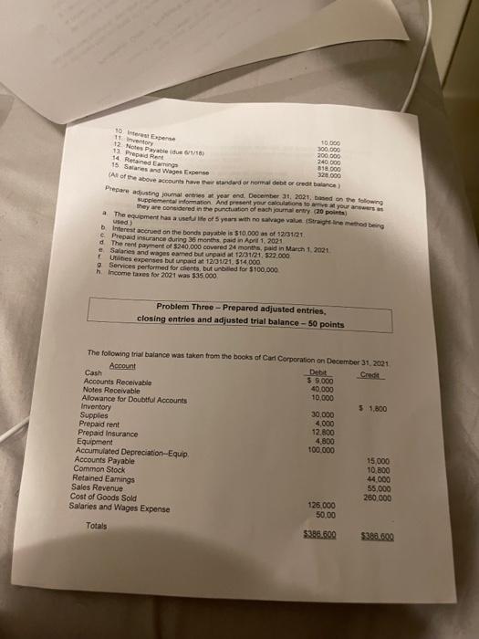  10 Interest Expense 11 Inventory 12 Notes Payable que 6/1/18) 12