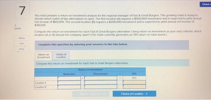  Check 7 2 DOTS You must prepare a return on investment