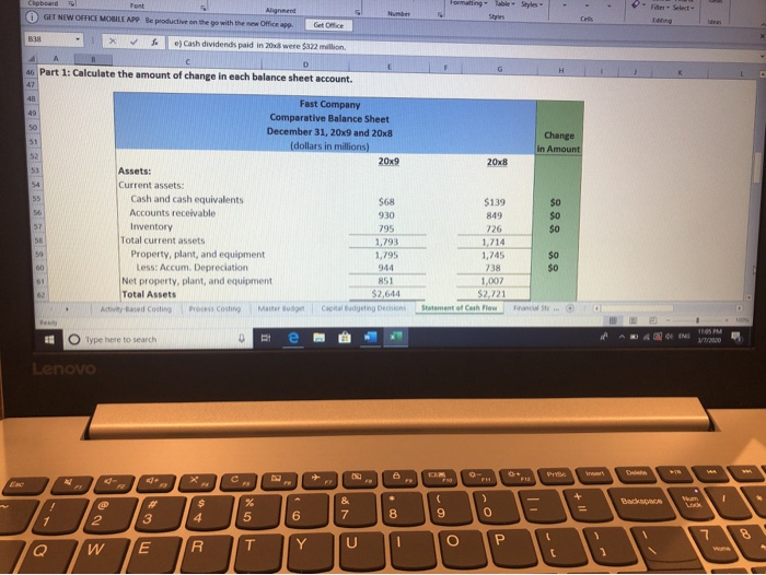 information for the Fast Company are reported below: Fast Cor Comparative e