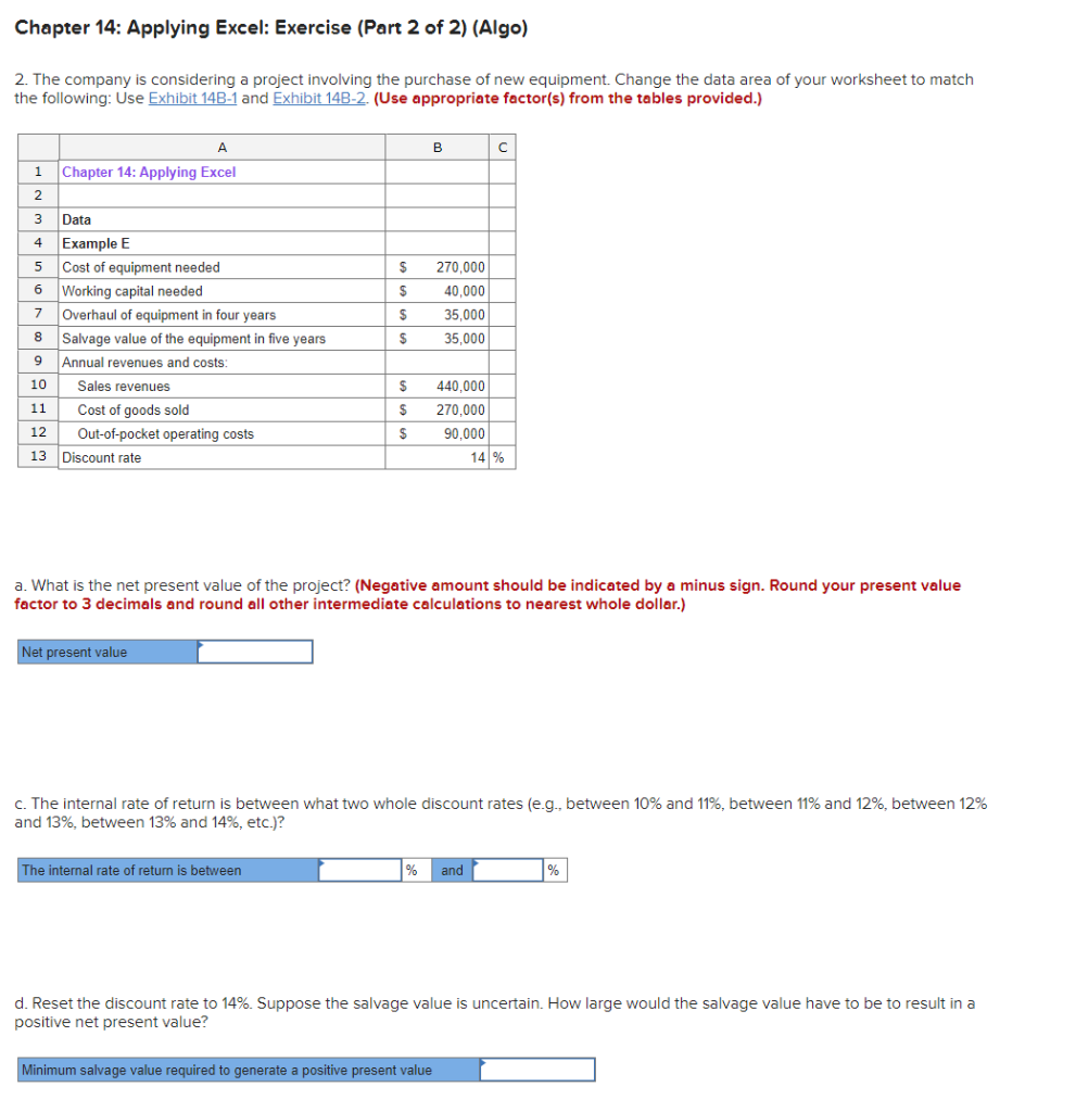 Chapter 14: Applying Excel: Exercise (Part 2 of 2) (Algo) 2.