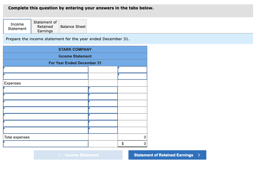 applies to the questions displayed below.) Stark company has the following adjusted