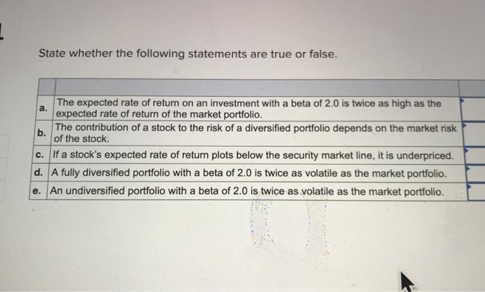  2 State whether the following statements are true or false. a.