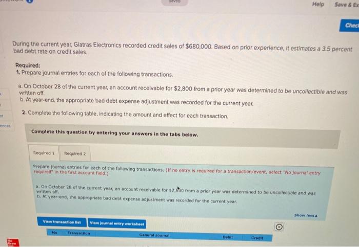  SVO Help Save & EX Check During the current year, Glatras
