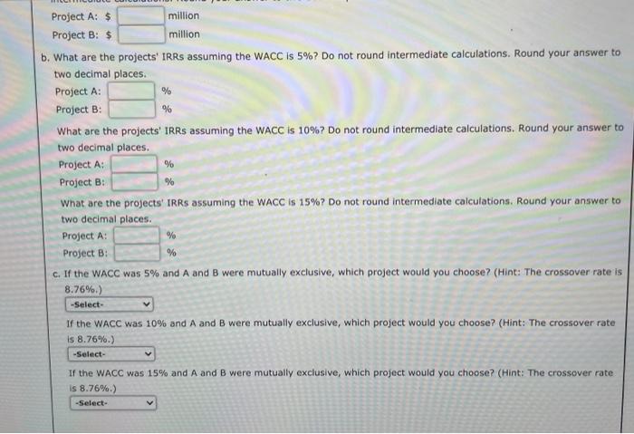 cash flows (in Millions): 2 0 1 3 A-Z Project A -$21