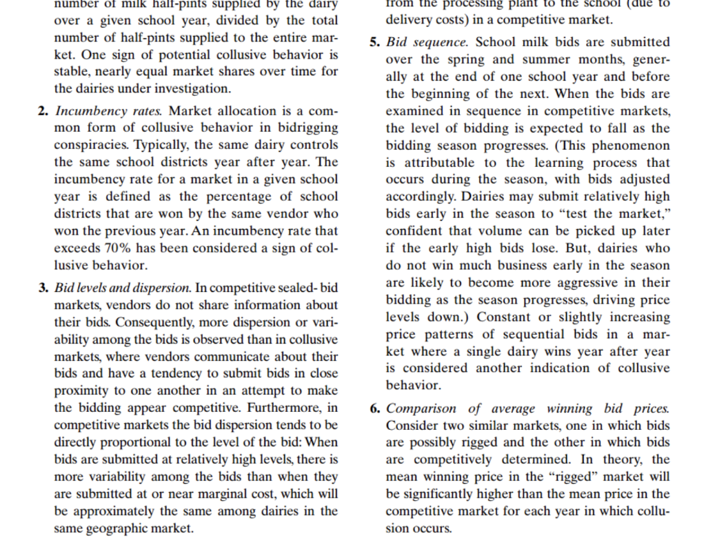 prove whether or not collusion existed in the market for milk. The