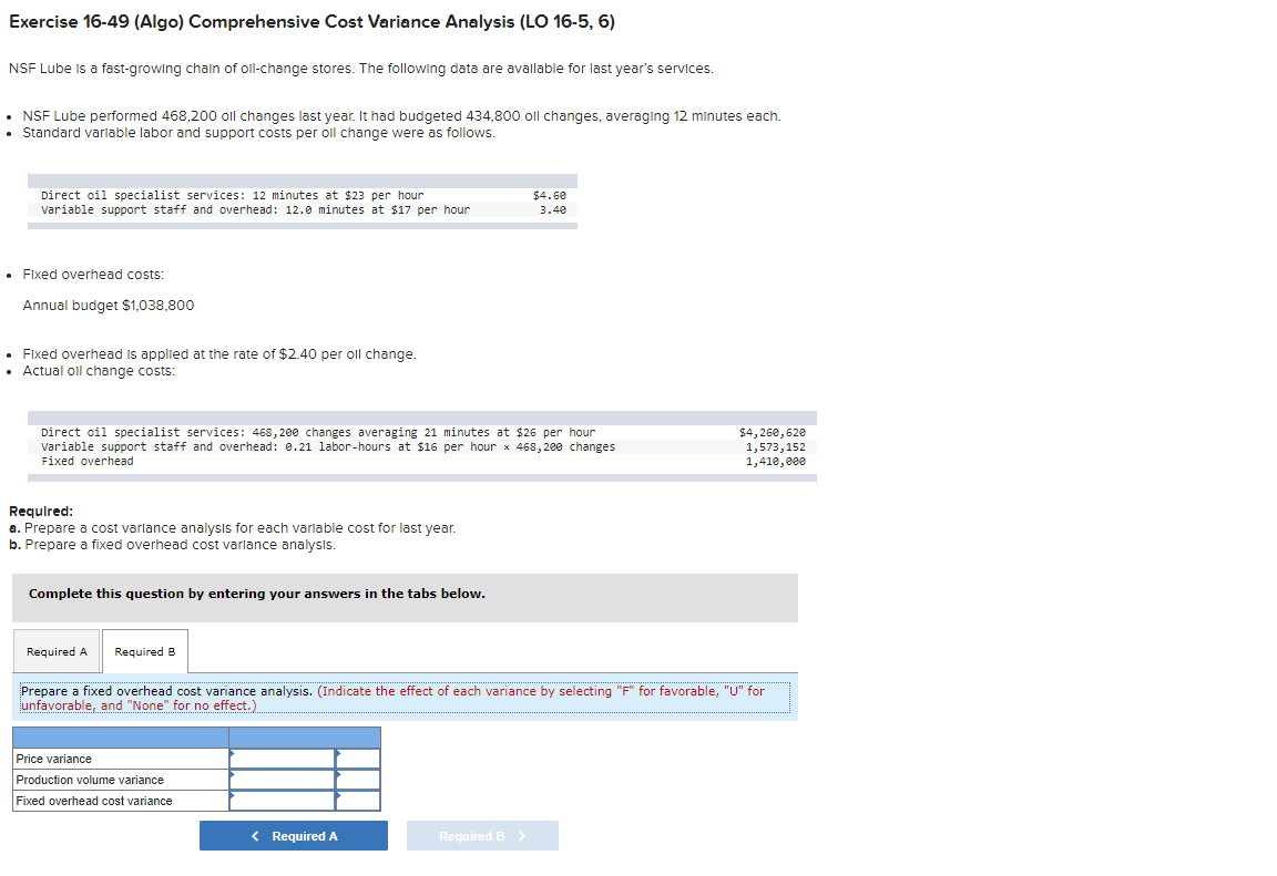 (Indicate the effect of each variance by selecting "F" for favorable, "U"
