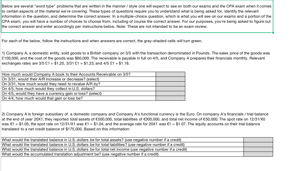  Below are several word type" problems that are written in the
