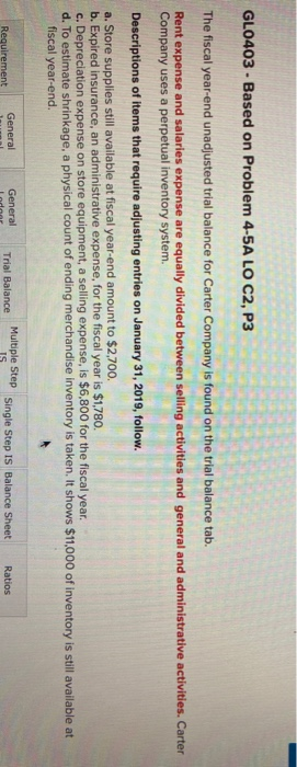  GL0403 . Based on Problem 4-5A LO C2, P3 The fiscal