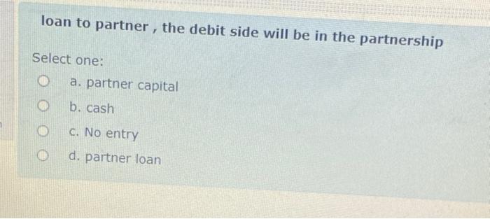  loan to partner , the debit side will be in the