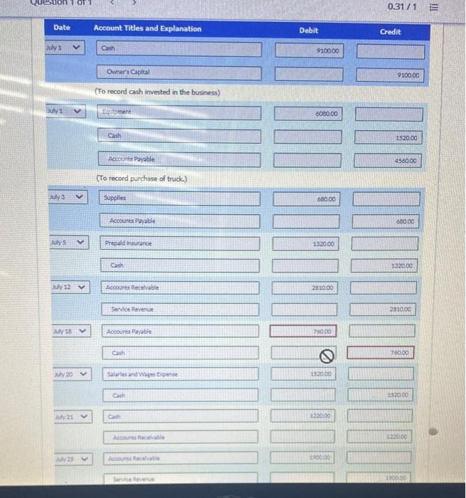 on July 1, 2020. During July, the following transactions were completed. July