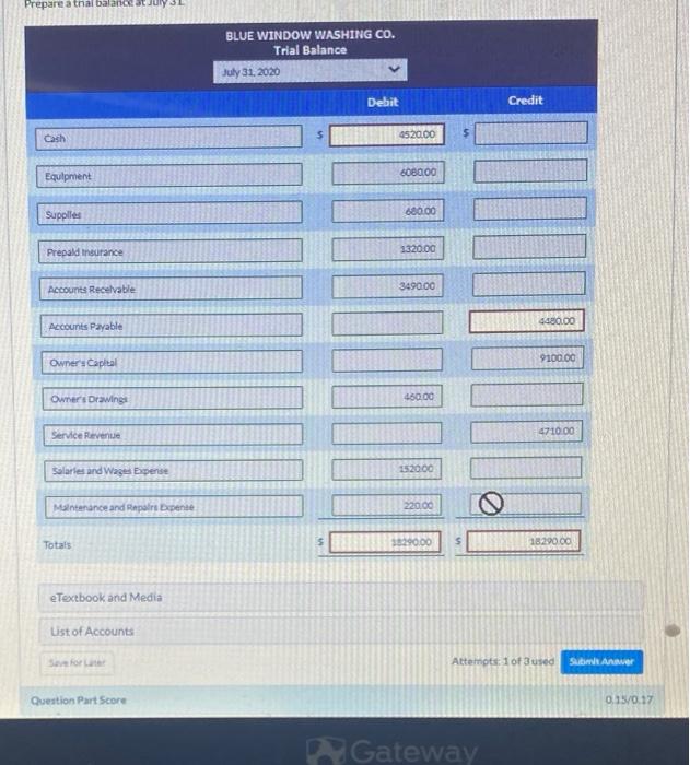 cleaning services performed Paid $760 cash on amount owed on truck and