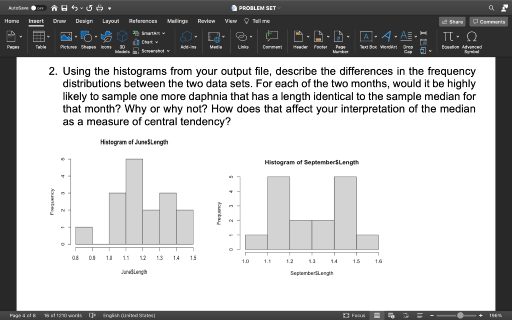  1- Using the histograms from your output file, describe the differences