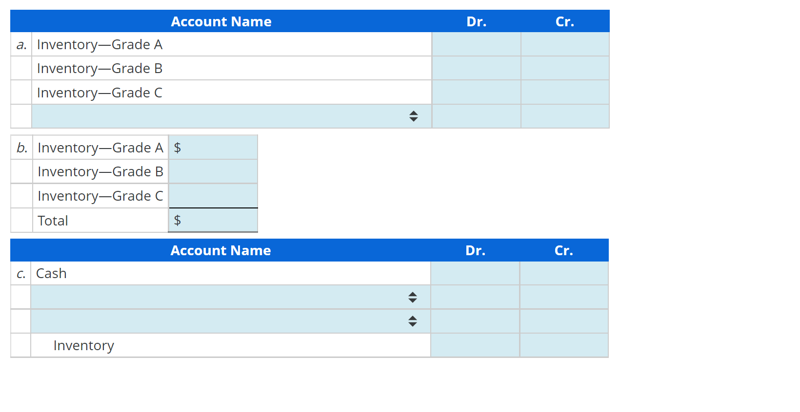 Inc. purchased 4,800 bags of pecans that cost $16,800. The company also