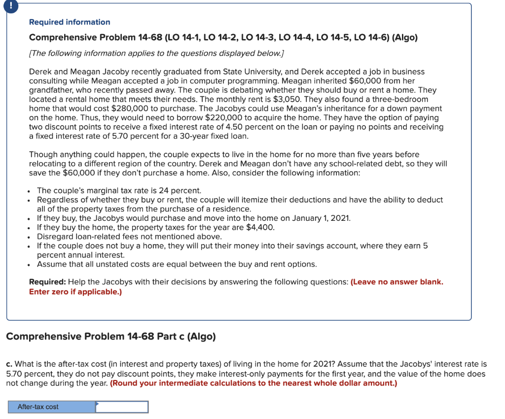  ! Required information Comprehensive Problem 14-68 (LO 14-1, LO 14-2, LO