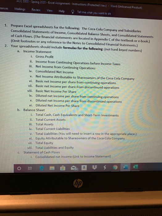  ACC 3360 - Spring 2020 - Excel Assignment - Instructions (Protected