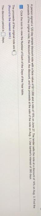  A person signed a 120 day simple discount note with a