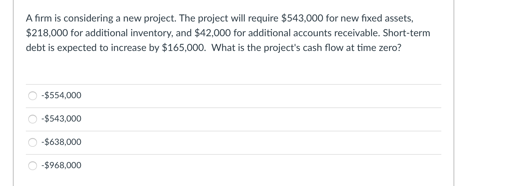  A firm is considering a new project. The project will require