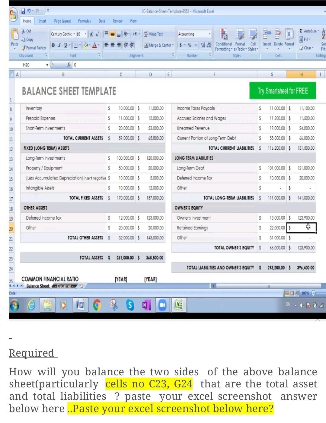  IC-Balance Sheel-Template-8552 - Microsoft Excel Home Insert Page Layout Formulas Data