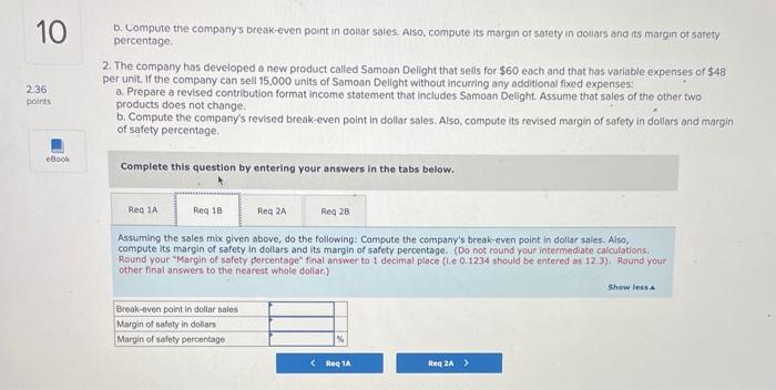 price variable expense per unit and annual sales volume are as follows:
